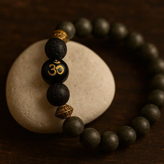 Raw Pyrite Bracelet with Om Bead