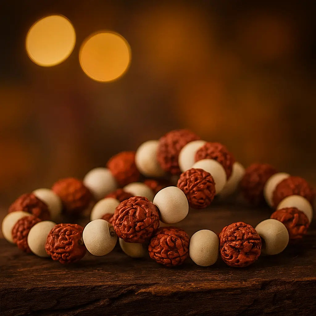 5 Mukhi Rudraksha Tulsi Bracelet