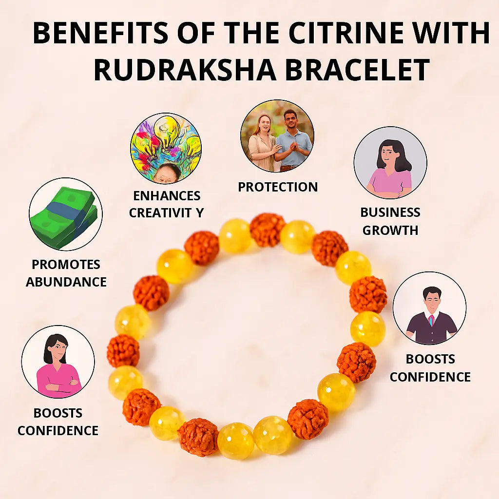 Yellow Aventurine Bracelet with 5 Mukhi Rudraksha