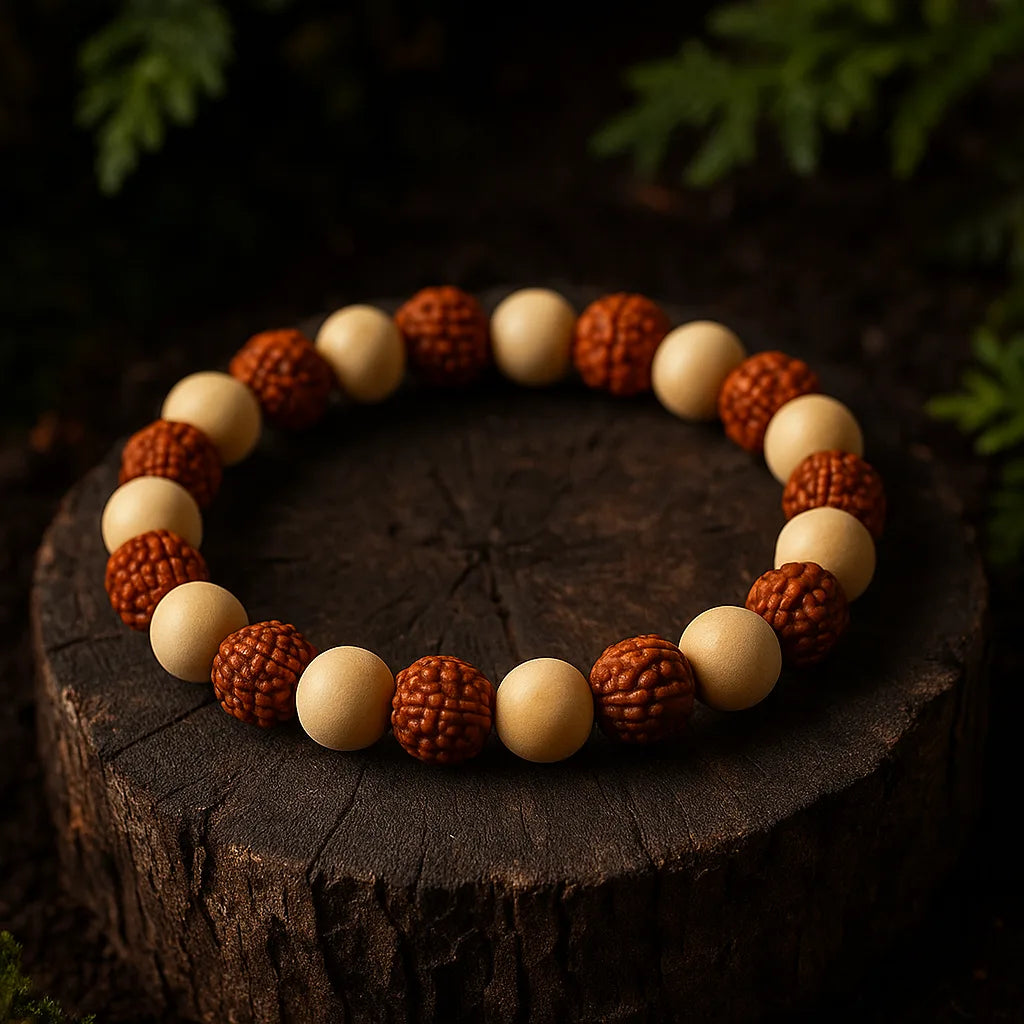 5 Mukhi Rudraksha Tulsi Bracelet
