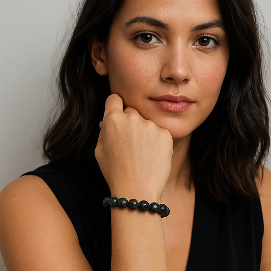 Natural Black Web Jasper Bracelet