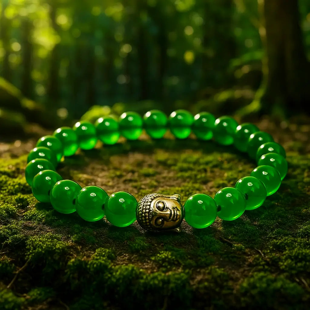 Green Jade Bracelet with Buddha