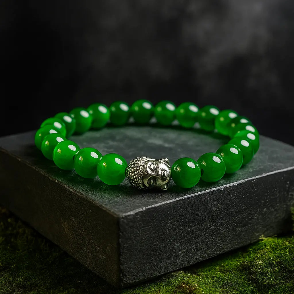 Green Jade Bracelet with Buddha