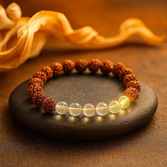 Rudraksha Bracelet With White Crystals