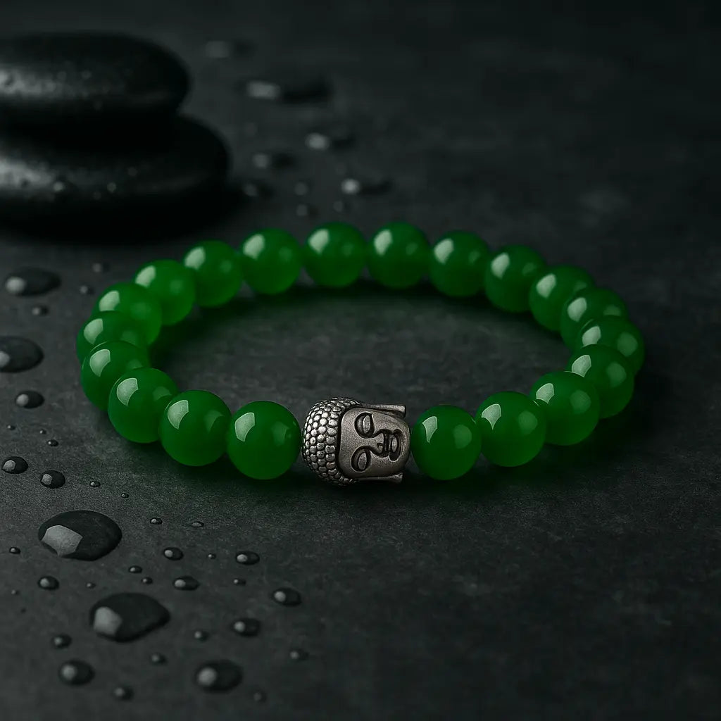 Green Jade Bracelet with Buddha