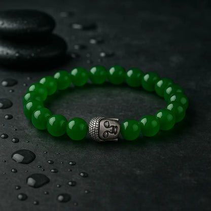 Green Jade Bracelet with Buddha