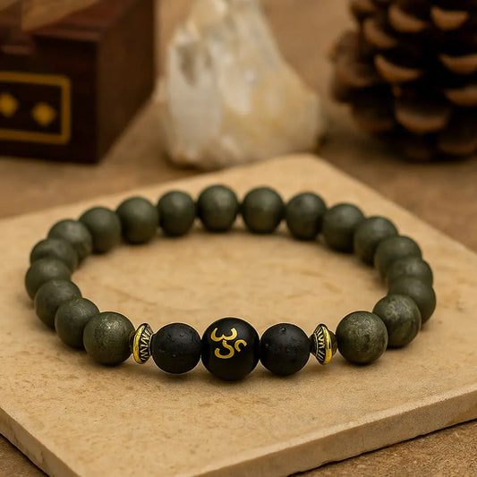 Raw Pyrite Bracelet with Om Bead