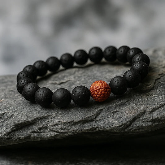 Rudraksha With Lava Stone Bracelet
