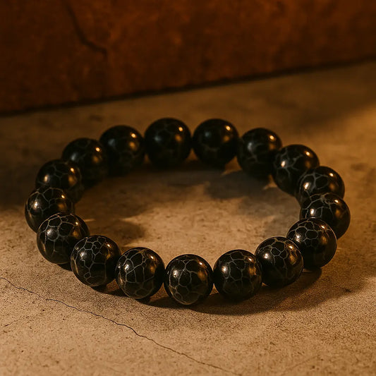 Natural Black Web Jasper Bracelet